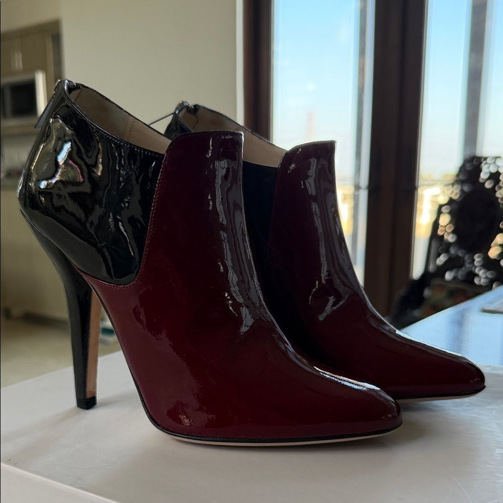 Jimmy Choo Burgundy and Black Patent Heels